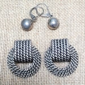 FASHION EARRINGS | 2 Pairs Silvertone